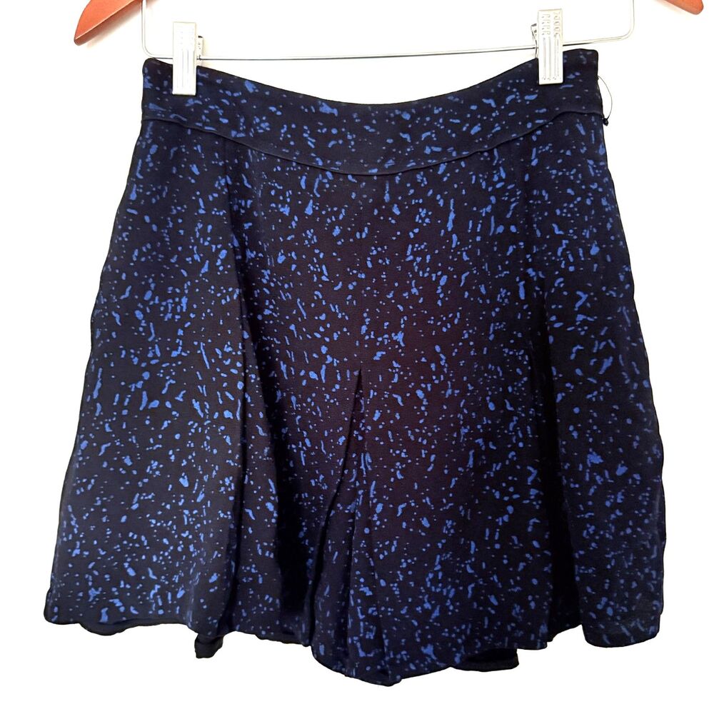 Proenza Schouler Splatter Pleated Full Skirt Mini Shorts Zip Office Siren Sz 4
